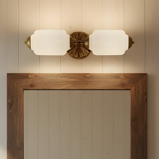 Eloise Vintage Art Deco Milk Glass Horizontal Vanity Wall Sconce