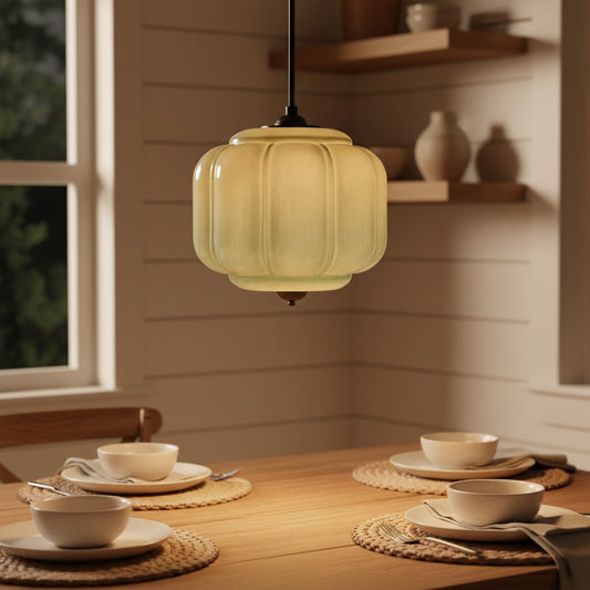 Eloise Vintage Cream Milk Glass Oiled Brass Pendant Light