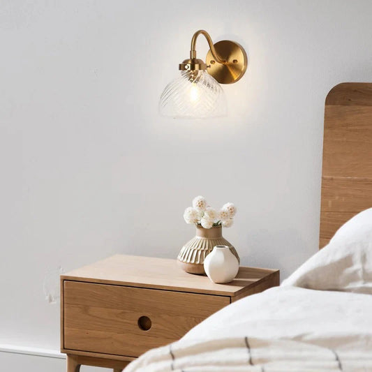 Elora Vintage Brass Swirled Glass Wall Sconce