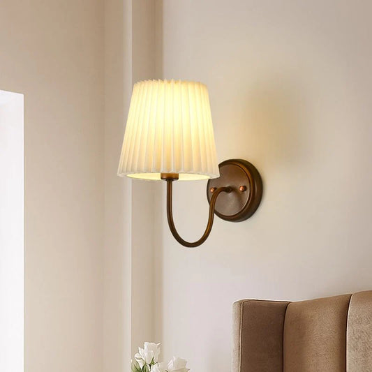 Theodore Retro Pleated Fabric Iron Wall Sconce