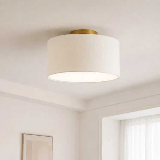 Elowen Linen Drum Flush Mount Ceiling Light