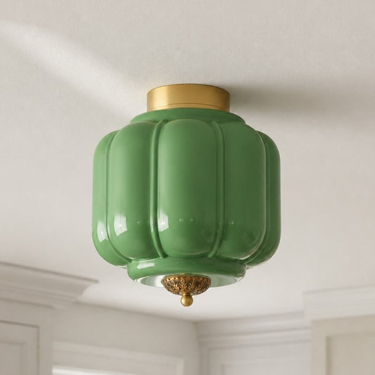 Eloweni Vintage Scallop Milk Glass Flush Mount Ceiling Light