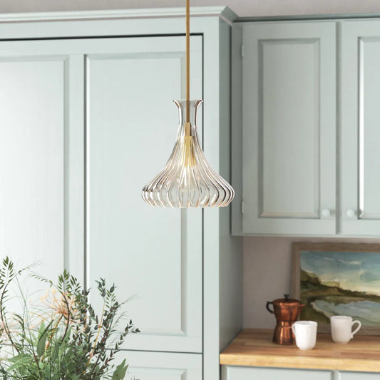 Erato Modern Carafe Ribbed Glass Pendant Light