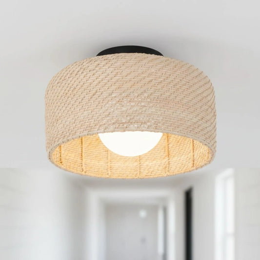 Erica Modern Rattan LED Flush Mount Ceiling Light