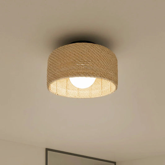 Erica Modern Rattan LED Flush Mount Ceiling Light