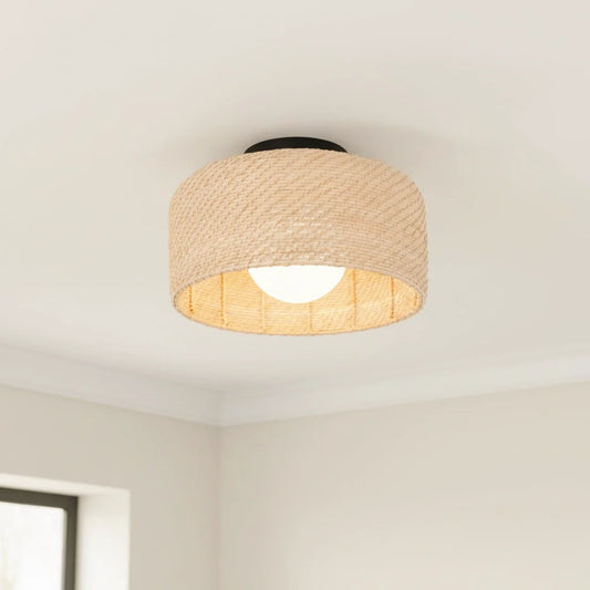 Erica Modern Rattan LED Flush Mount Ceiling Light