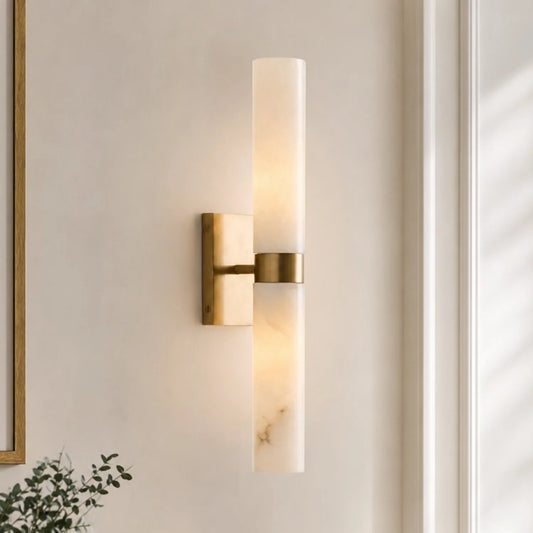 Eudora Modern Alabaster Double Tube Wall Sconce