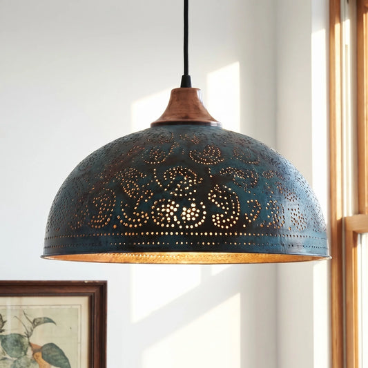 Evantis Vintage Rustic Copper Dome Pendant Light