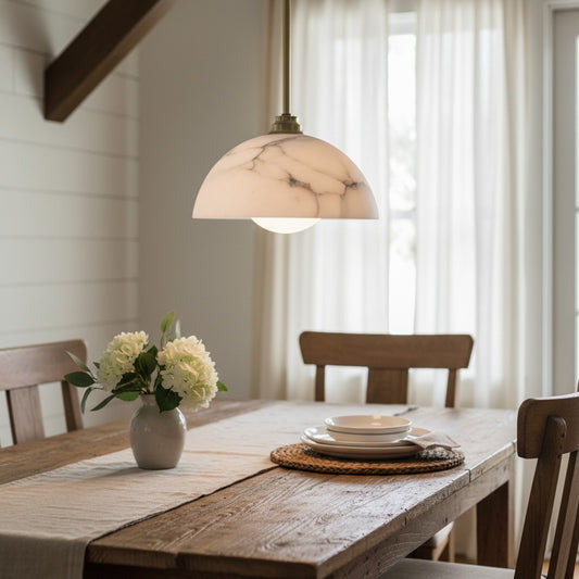 Farmhouse Alabaster Dome Pendant Light