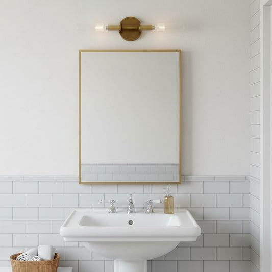 Farmhouse Transparent Ribbed Glass Double Tube Sconce