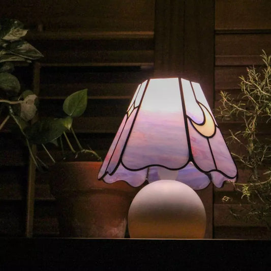 Fiorella Mushroom Moon Tiffany Stained Glass Table Light