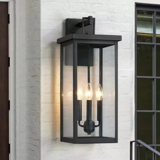 Flavio Minimalist 3-Light Large Black Outdoor Wall Light