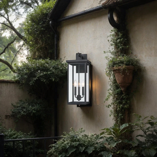 Flavio Minimalist 3-Light Large Black Outdoor Wall Light