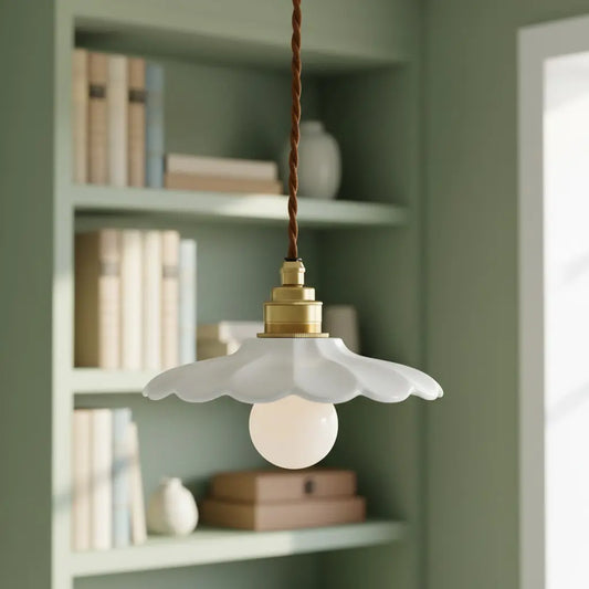 French Colored Petal Ceramic Pendant Light