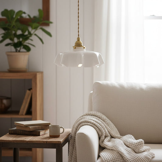 French Glass Floral Pendant Light