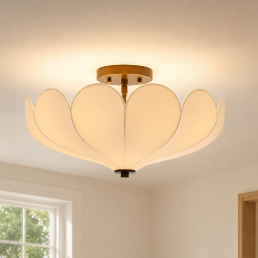 Freya Nordic Fabric Semi Flush Mount Ceiling Light