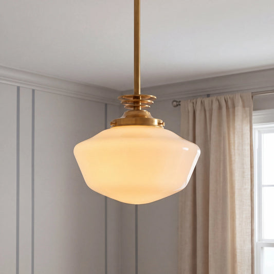 Gareth Vintage Brass Schoolhouse Pendant Light