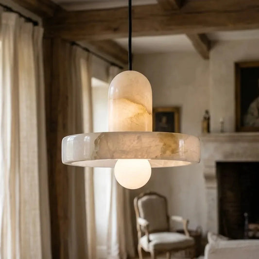 Gavino French Round Copper Stone Pendant Light