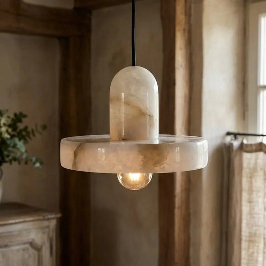 Gavino French Round Copper Stone Pendant Light