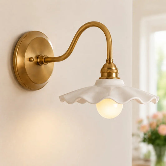 Georgia Modern Gooseneck Style Ceramic Wall Sconce