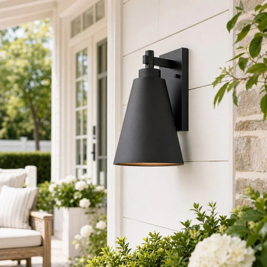 Gethin Industrial Outdoor Conical Metal Wall Sconce