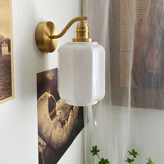 Glauce Modern Lantern Glass Brass Wall Sconce