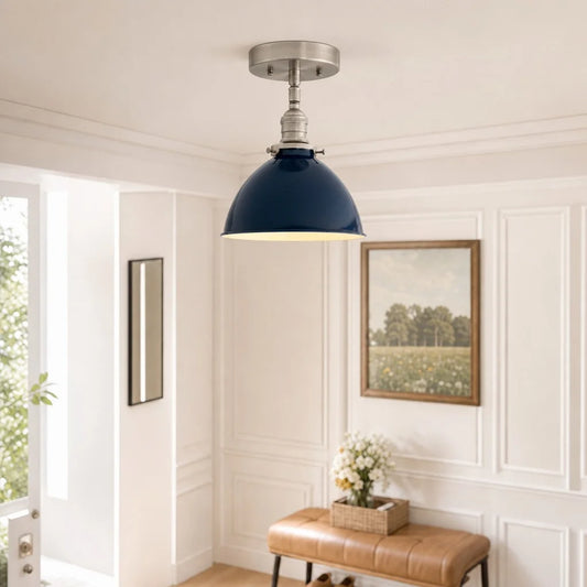 Gwennan Industrial Dome Metal Semi Flush Mount Ceiling Light