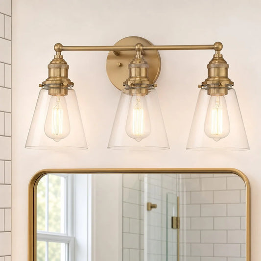 Halden Farmhouse 3-Light Glass Vanity Sconce
