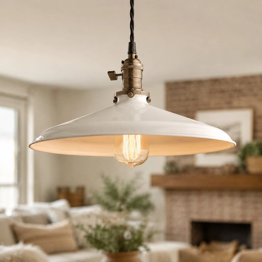 Halen Industrial White Ceramic Pendant Light