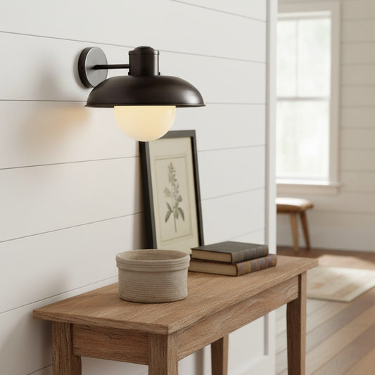 Harlan Industrial Milk Glass Wall Sconce