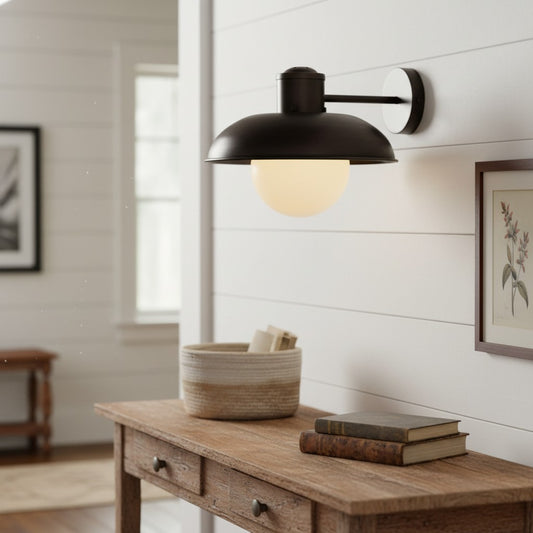 Harlan Industrial Milk Glass Wall Sconce