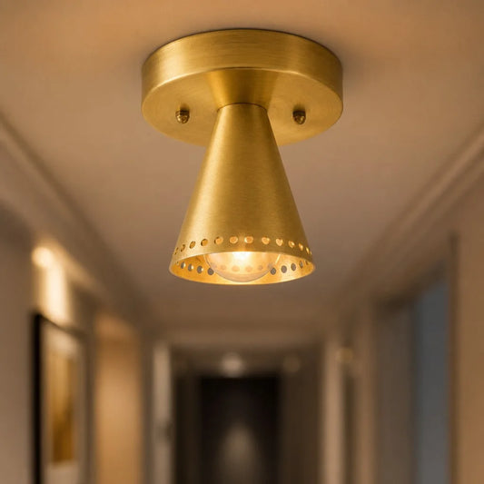 Jude Modern Metal Perforated Cone Semi‑Flush Ceiling Light