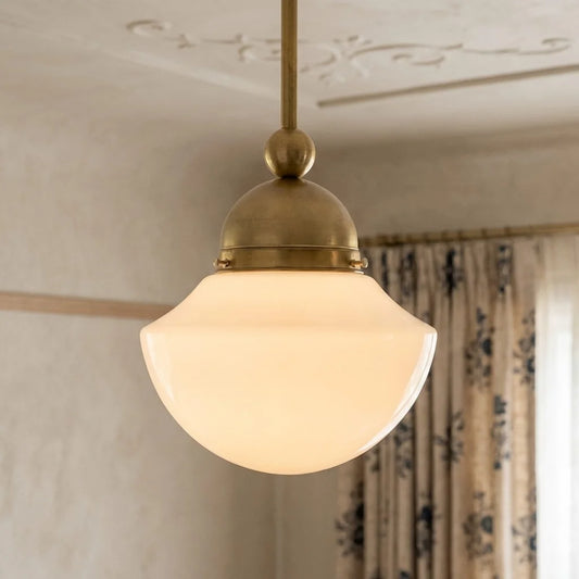 Hugo Vintage Schoolhouse Brass Dome Pendant Light