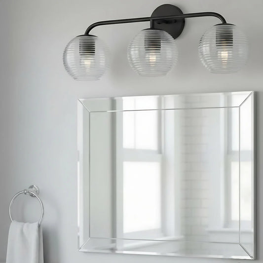 Huxley Minimalist 3-Light Ribbed Glass Wall Light