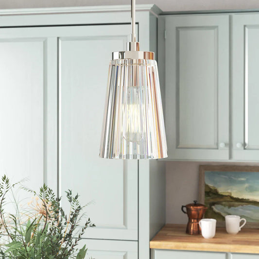 Hypnos Industrial Clear Ribbed Glass Pendant Light