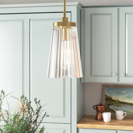 Hypnos Industrial Clear Ribbed Glass Pendant Light