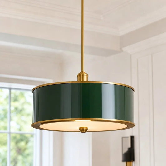 Ignis Minimalist Farmhouse Metal Drum Pendant Lamp