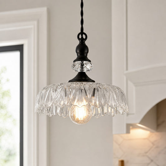 Ilaria Vintage Glass Flower Brass Pendant Light for Kitchen Island