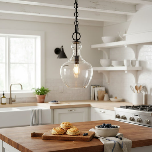 Industrial Clear Glass Pendant Light