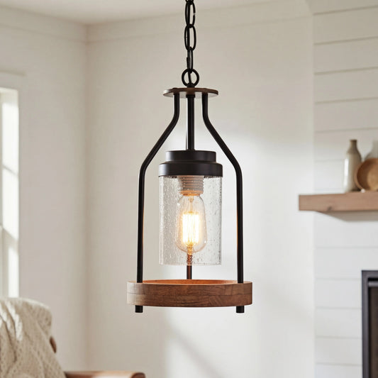 Industrial Farmhouse Cage Cylinder Metal Pendant Light