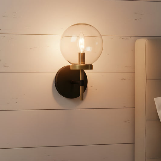 Industrial Metal Glass Globe Wall Sconce