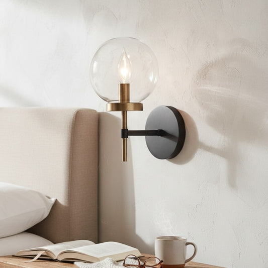 Cedan Industrial Metal Glass Globe Wall Sconce