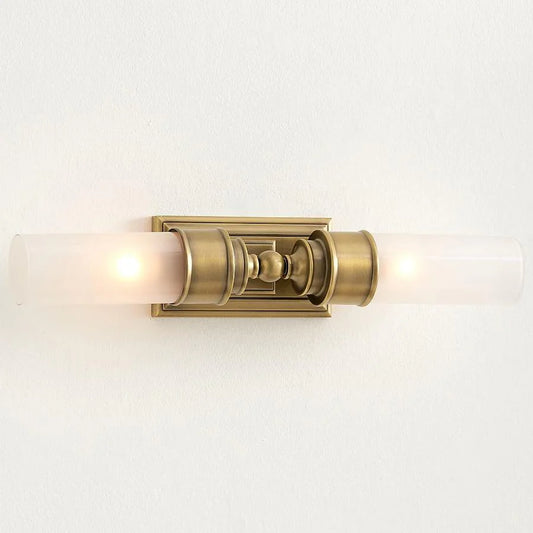 Isla Retro Brass Double Tube Glass Wall Sconce