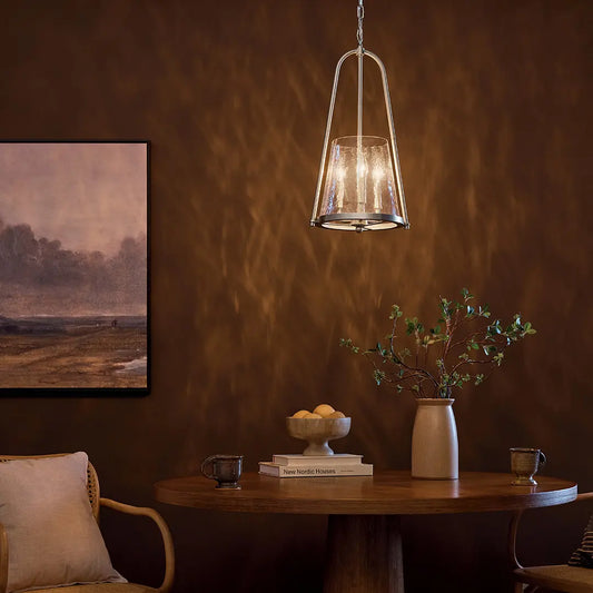 Ismena Industrial Flared Hammered Glass Pendant Light