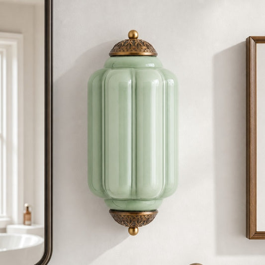Bennet Vintage Scallop Milk Glass Flush Sconce Wall Light