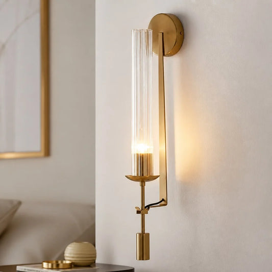 Jade Modern Brass Tubular Glass Wall Lamp