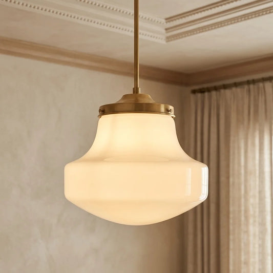 Jamie Mid-Century Metal Opal Glass Bell Pendant Light