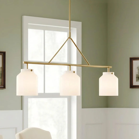 Jane Modern Milk Glass 3-Light Dome Chandelier