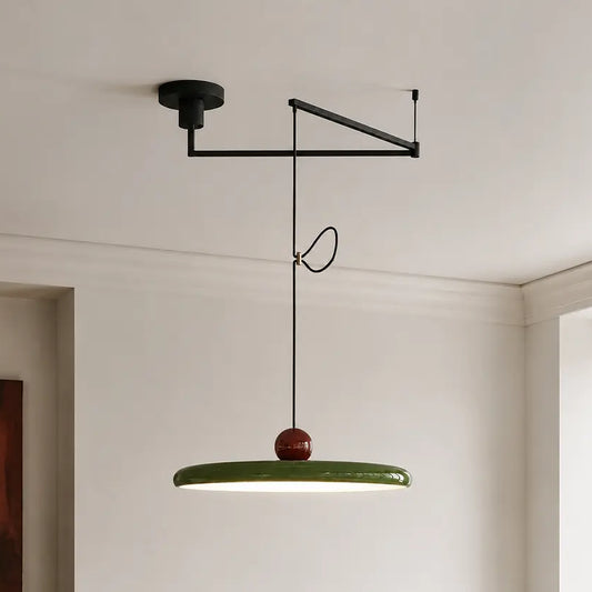 Janeka Mid-Century Metal Disc Counterweight Swing Arm Pendant Light
