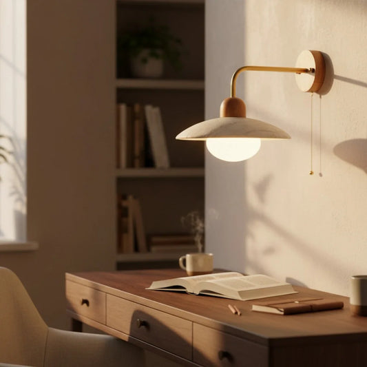 Jocelyn Modern Disc Travertine Cave Wall Lamp